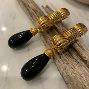 Vintage FENDI Gold Plated Clip Earrings